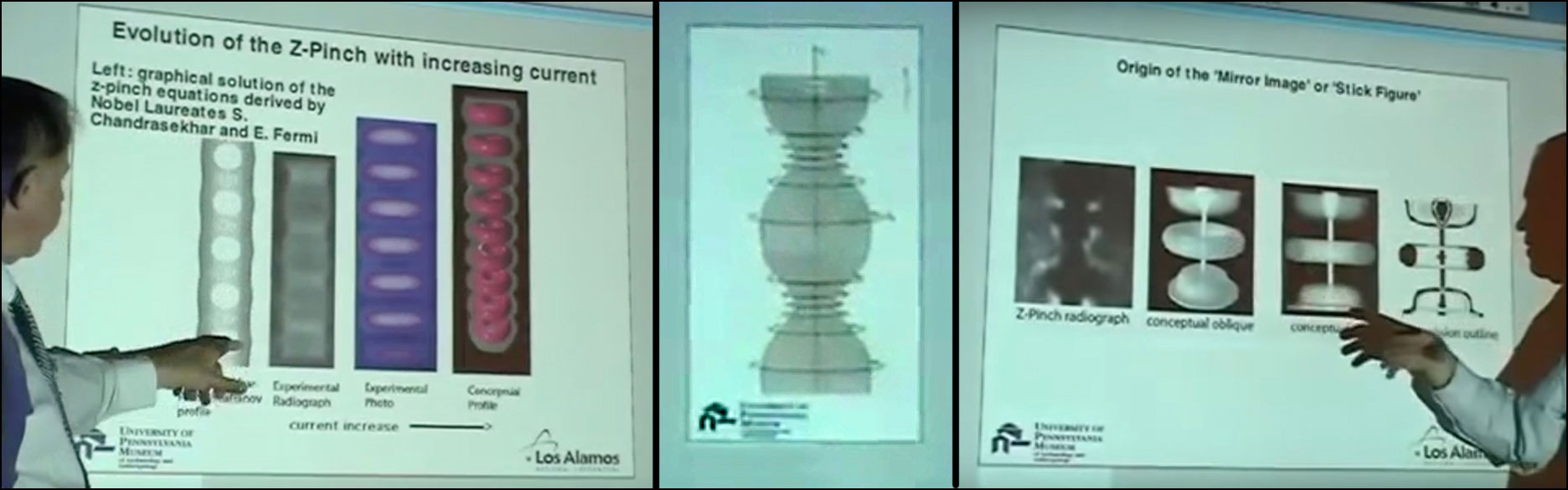 Screen captures of Dr. Anthony Peratt speaking about his plasma research and what he calls the Z pinch
