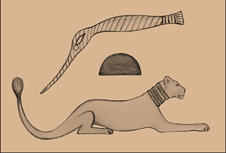 Rendition of the name of the goddess Mehit as written on the Wepemnefret stela