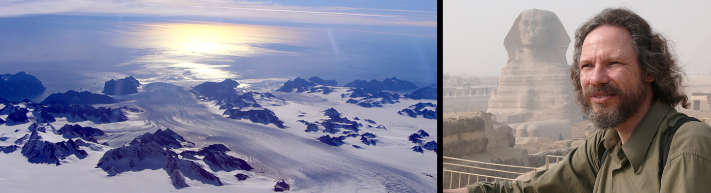 Banner image for the Plasma Ice Age page of Robert Schoch's website - Ice 
        	Sheet image from NASA
