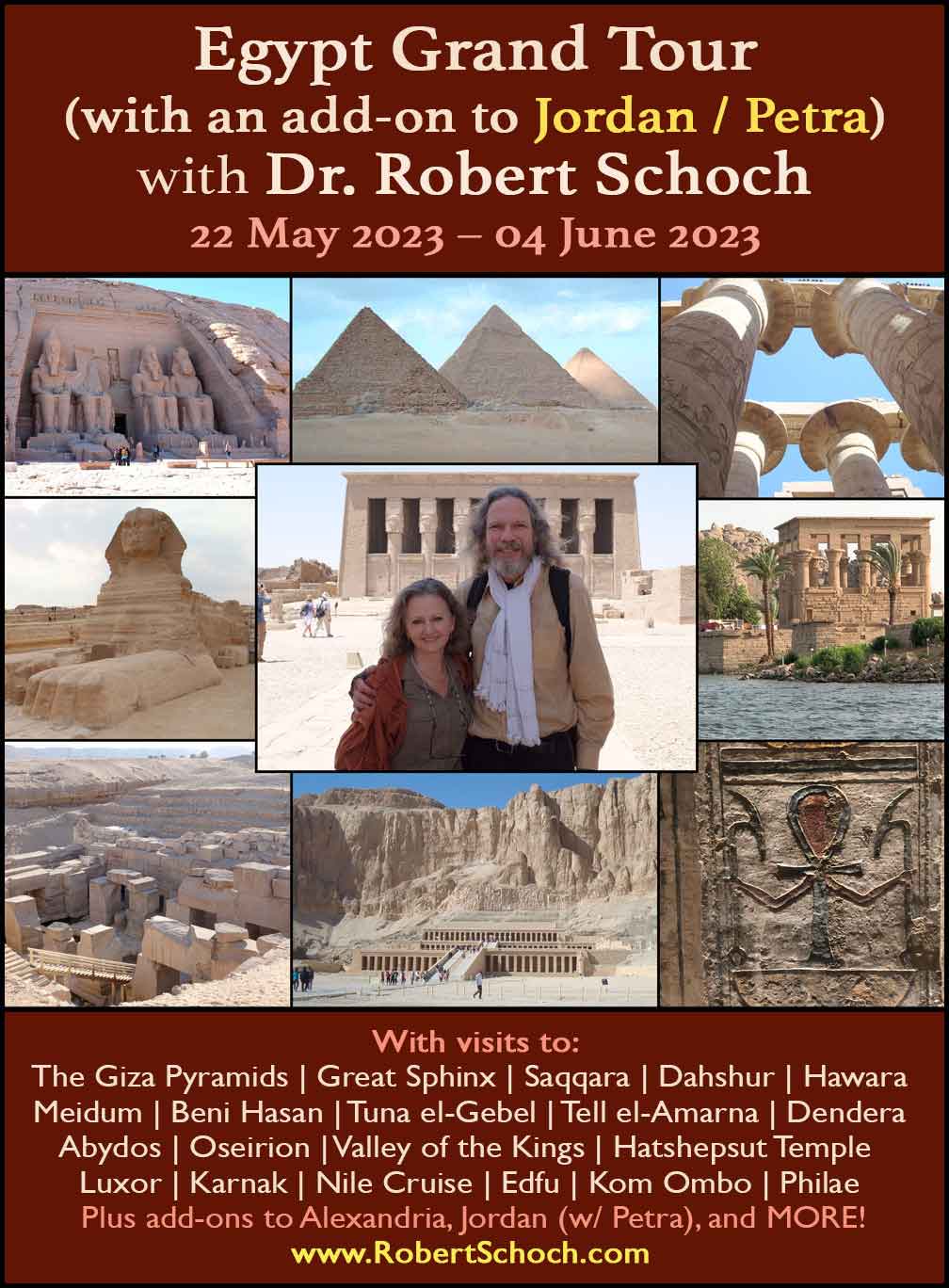 Advertisement for Egypt tour in June of 2019 with Robert Schoch